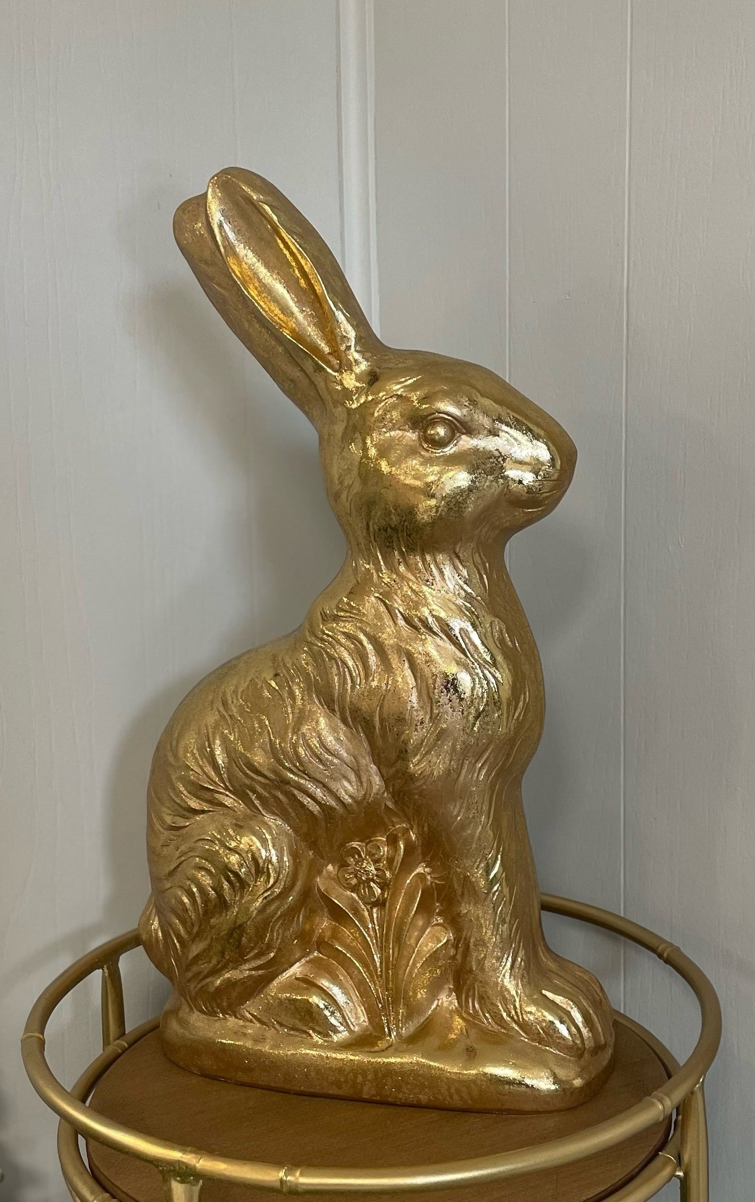 Way To Celebrate Easter Sitting Metallic Gold Resin Bunny, 6