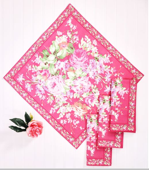 Essential Napkin Set of 4 - Pink  Kitchen & Table Linens, Napkins  :Beautiful Designs by April Cornell